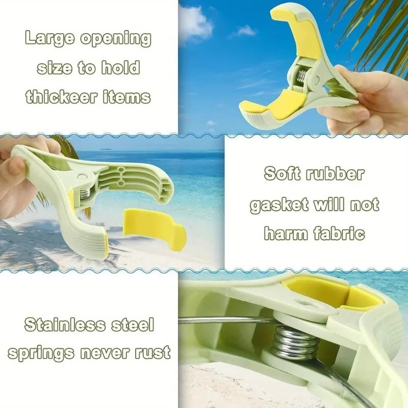 2 Large Beach Towel Clips Windproof Non-slip Clothes Pegs Sun Qme