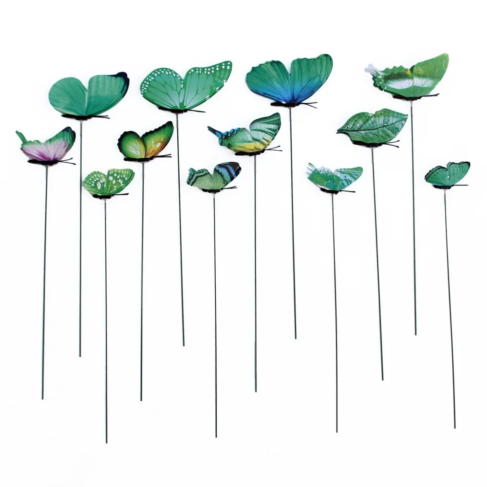 Colorful Butterflies Garden Stake Yard Planter Butterfly Stakes Qme Green