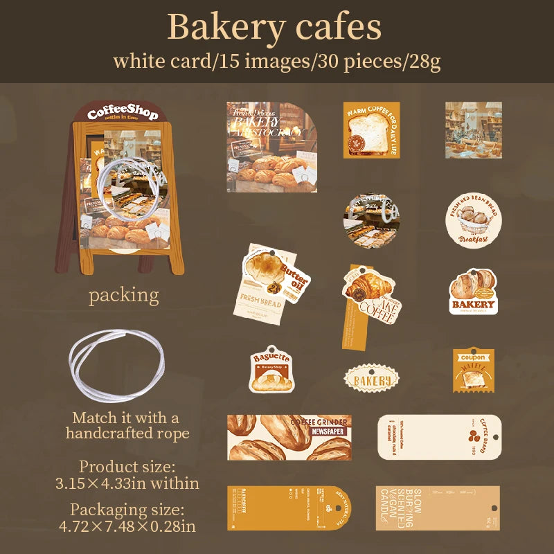 30 Sheets Coffee Theme Punch Hole Stickers for DIY Scrapbooking Guitar Phone Case Notebook Decoration Qme 4