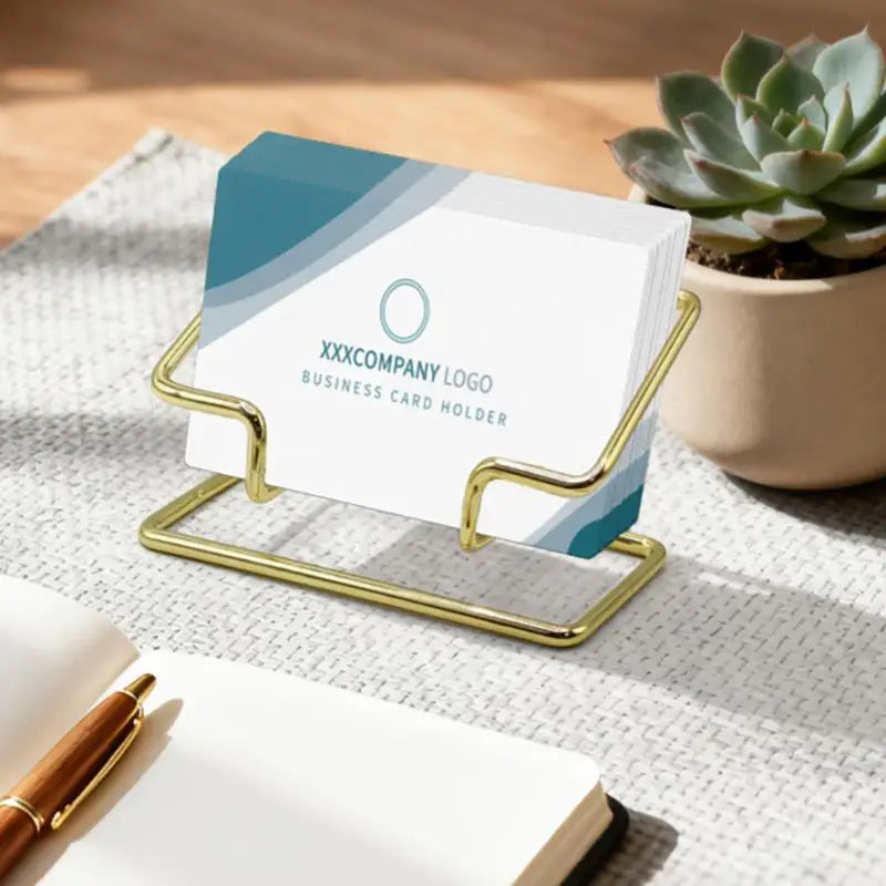 Desktop Business Card Holder Acrylic Dual Layer Stand Office Desk Qme
