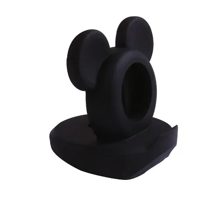 Desktop stand for Apple Watch Series 10 9 8 7 6 SE 5 and 4 iWatch silicone charger 46mm 44mm 42mm 41mm 40mm Watch charging stand Qme 01-Black