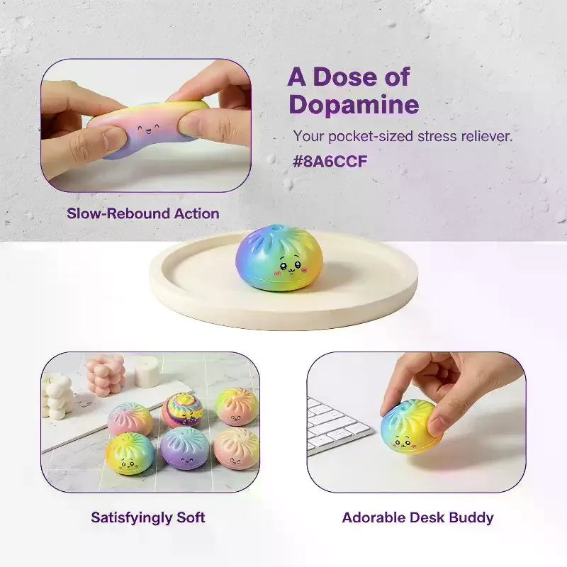Simulation Dumpling Soft Colorful Stress Relief Toy Anti Anxiety Fidget Gift For Adults Relieve And Pressure Qme