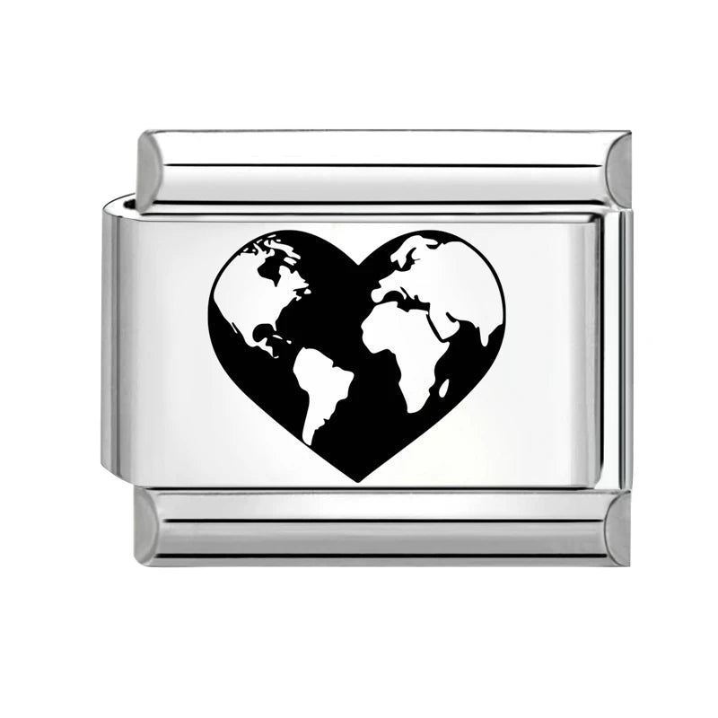 Trendy New Fashion Stars Headphones Cats Heart NO.8 Ball Charm Italian Links Fit 9mm Stainless Steel Bracelet DIY Making Jewelry Qme Style 31