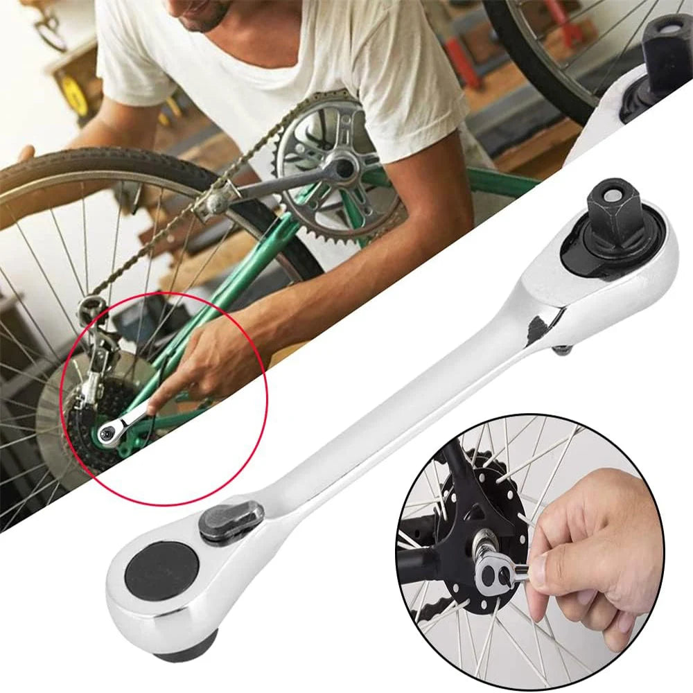 Mini 1/4 Ratchet Wrench Double Ended Quick Socket Ratchet Wrench Screwdriver Hex Torque Wrenches Set 2-in-1 Spanner Tool Parts Qme