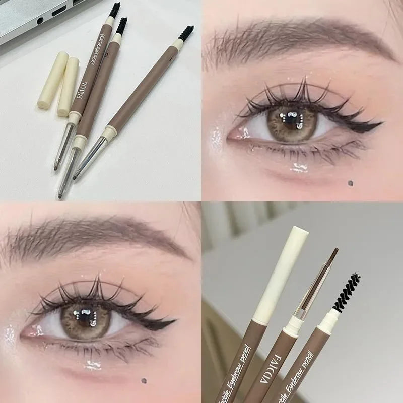 1PC Waterproof Double-Ended Eyebrow Pencil Ultra Fine Eyebrow Pencil Sweat-proof Long Lasting Professional Eye Makeup Cosmetics Qme