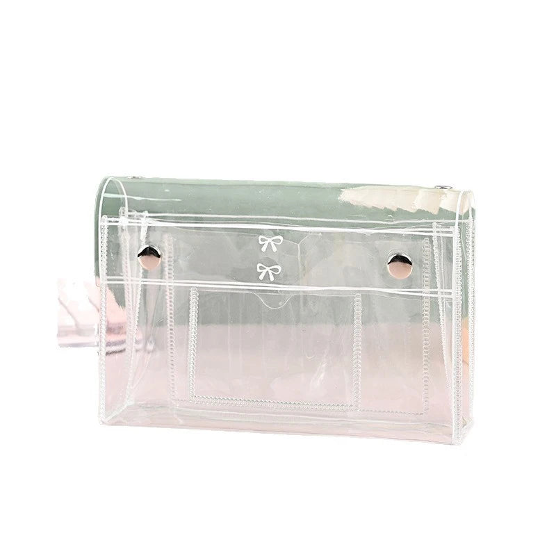 Pencil Case Students 4-Layer PVC Transparent Makeup Bag Travel Qme