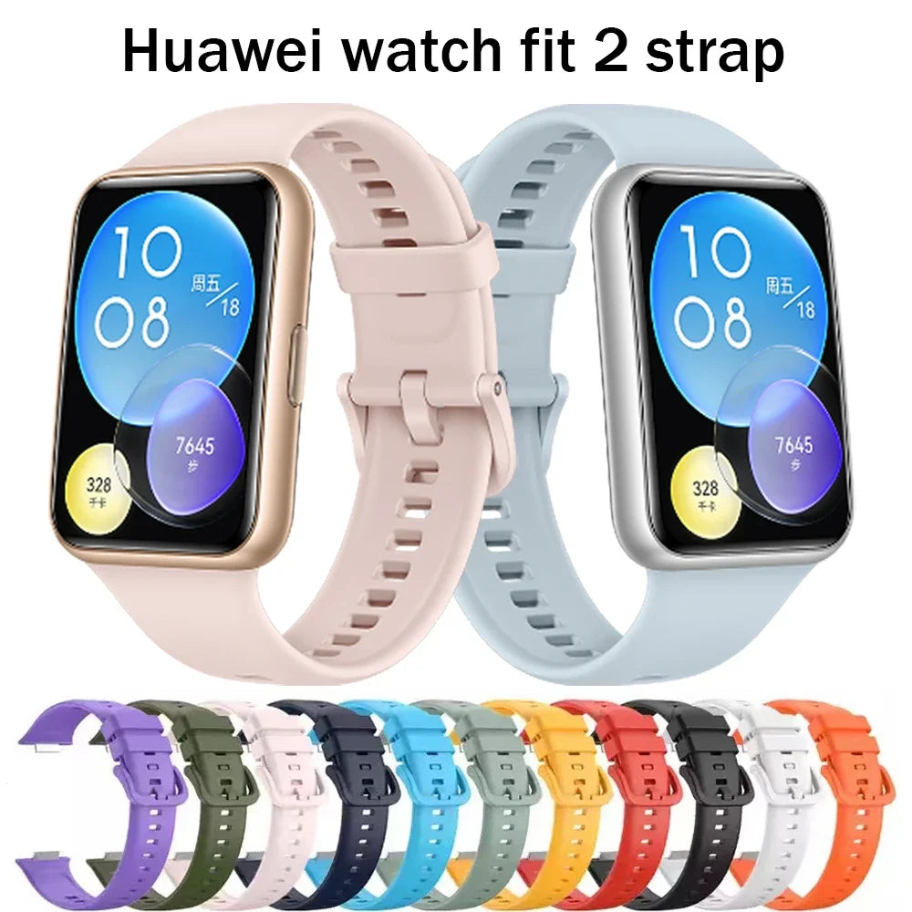 Silicone Band For Huawei Watch FIT 2 Strap smart Wrist watchband metal Buckle sport Replacement bracelet fit2 correa Accessories Qme