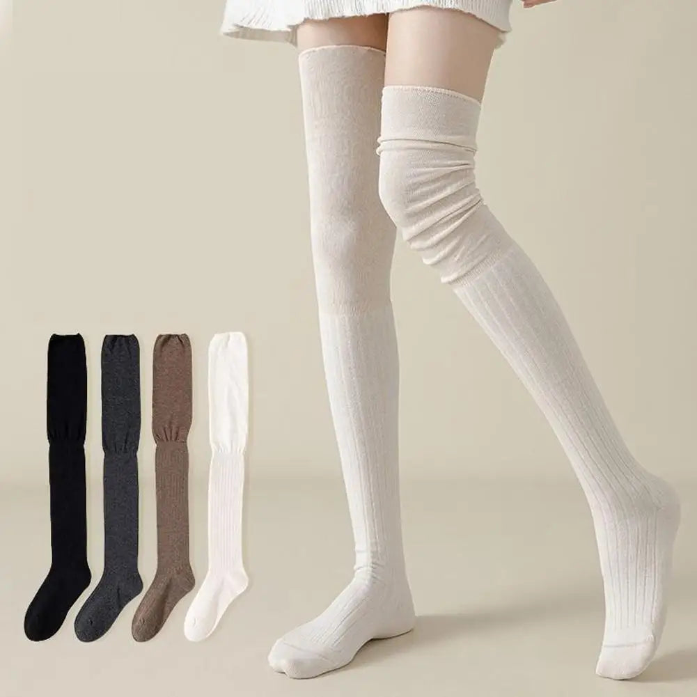 Winter Warm Long Socks Tube Thick High Tube Over Knee Knee-Length Hosiery Socks Terry Solid Color Women Thicken Calf Socking Qme
