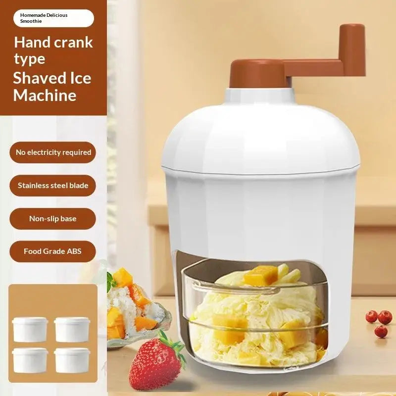 Shaved Ice Machine Small Manual Ice Crusher Home Hand-cranked Machine Making Smoothie Machine Practical Portable Ice Cream Tools Qme A4