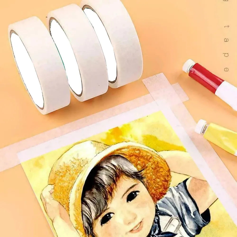 1Pc White Masking Tape Painters Single Side Adhesive Crepe Paper Tape for Oil Painting Sketch Drawing Supplies Qme