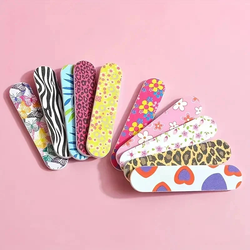 10pcs Vibrant Mini Nail File Set - Double-Sided, High-Quality Manicure & Pedicure Kit For Easy Grooming - Durable, Portable Qme 10pcs