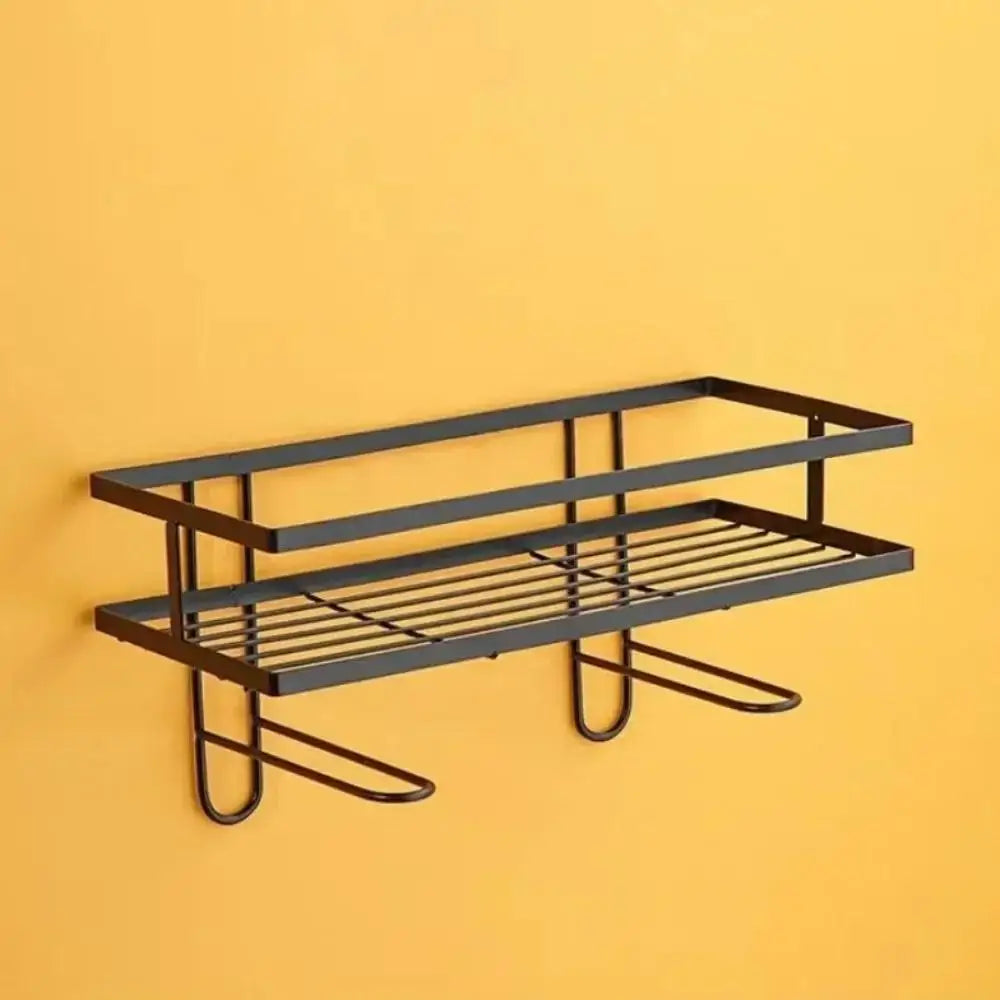 Non Perforated Toilet Storage Rack Double Layer Bathroom Organizer Qme black