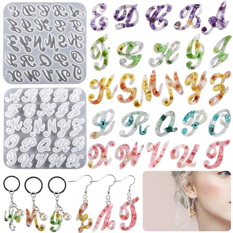 Alphabet Epoxy Resin Silicone Mold Letter Number Mould DIY Keychain Earring Pendant Epoxy Resin Jewelry Crafts Casting Mold Qme