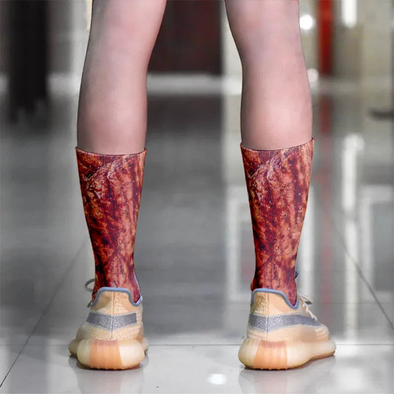 Very Popular Pork Belly Printed Socks Women's Happy Food Kawaii Qme