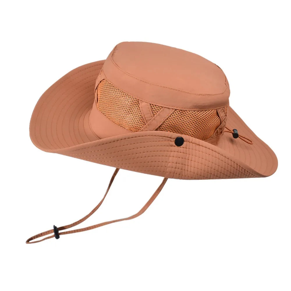 Creative Nylon Mesh Fisherman's Hat Quick-dry Waterproof Portable Hiking Cap Sunscreen Soft Folding Bucket Hat Man Woman Qme Orange