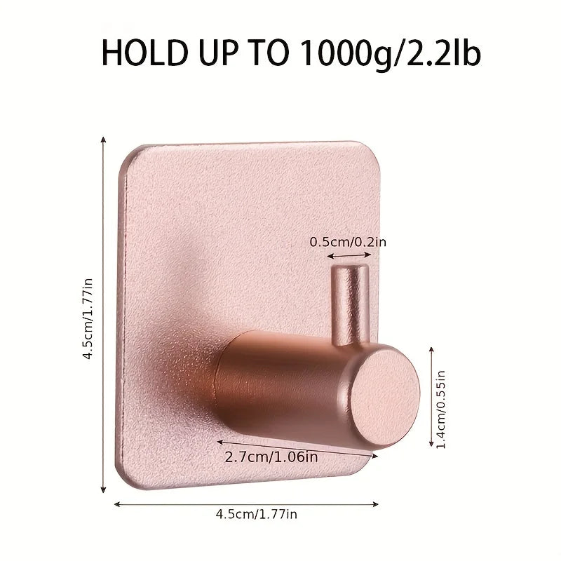 1 Hook Single No Punching Clothes Metal Seamless Creative Brushed Hat Qme Pink