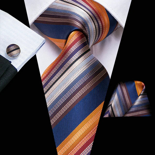 Professional Mens 3-Piece Suit Set: Necktie, Pocket Square & Cufflinks, Classic Design for Wedding Qme DPTH-LDSN3301