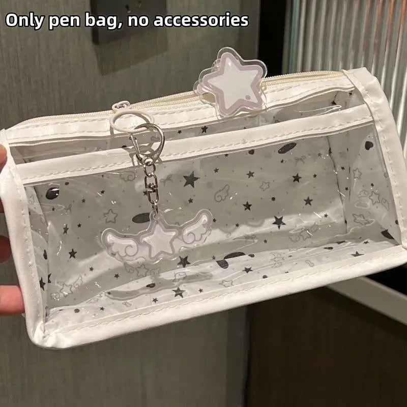 Transparent Pencil Case Durable PVC Material Large Capacity Zipper Qme C