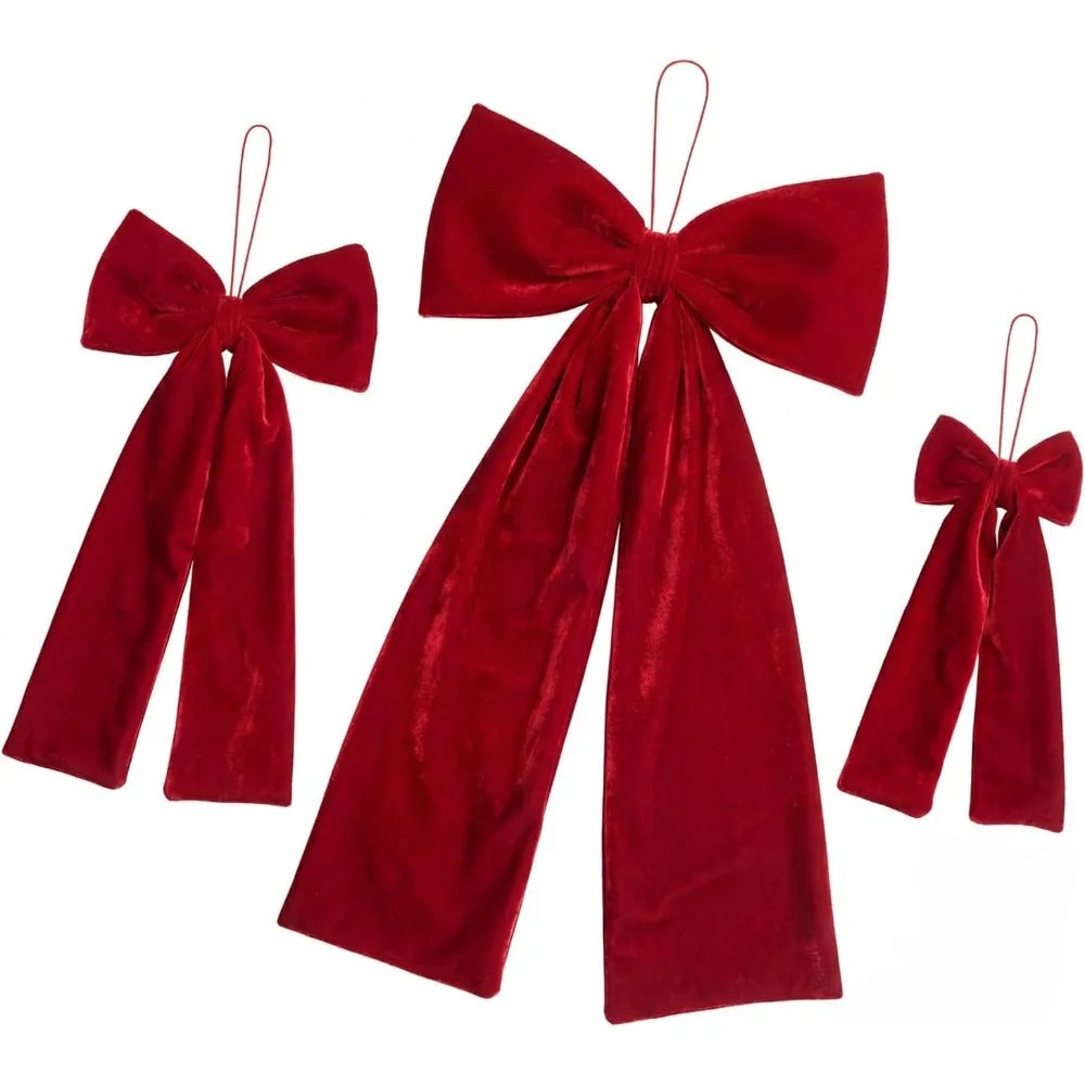 1 Velvety Soft Bendable Fabric Bowknots Christmas Tree Ornaments Door Qme