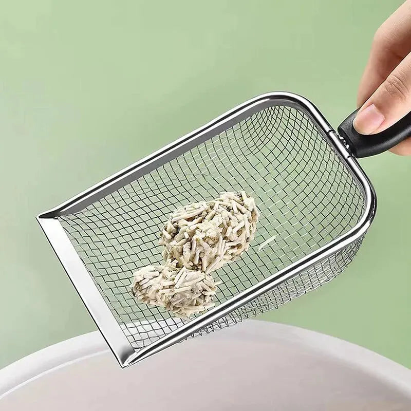 2X2mm Fine Pores Cat Sand Shovel Pet Supplies Stainless Steel Shovel Applicable Small Cat Litter Pet Feces Clean Filter Shovel Qme
