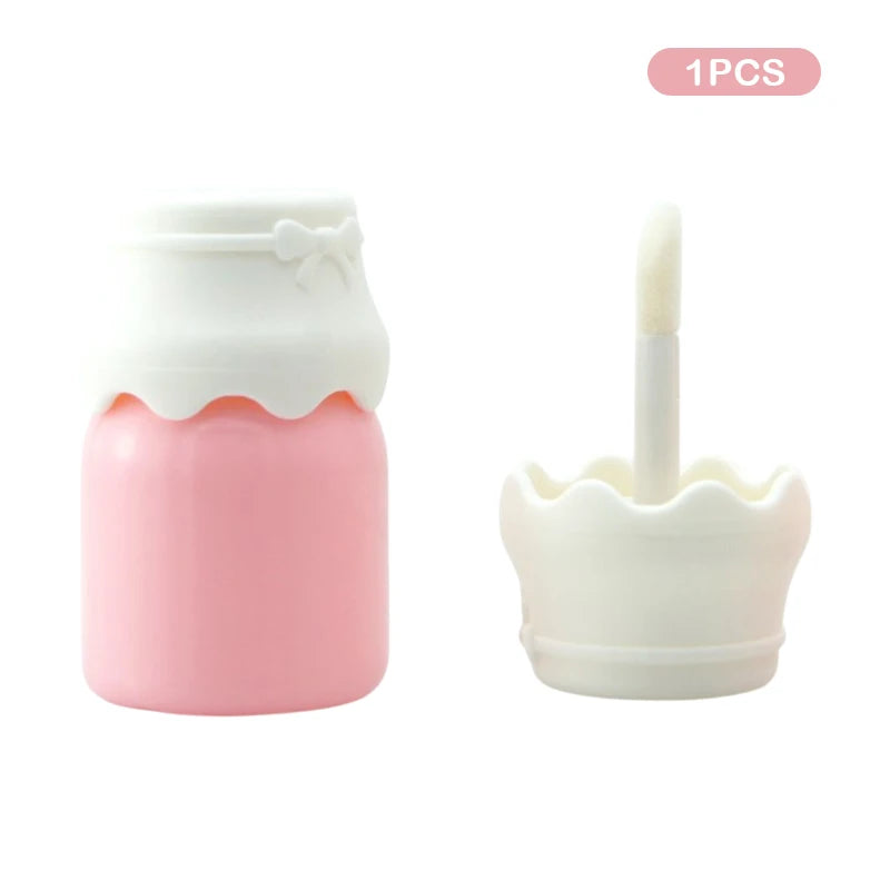 Milk Bottle Cute Lip Gloss Tube Transparent Pink Empty Lips Glaze Qme Pink