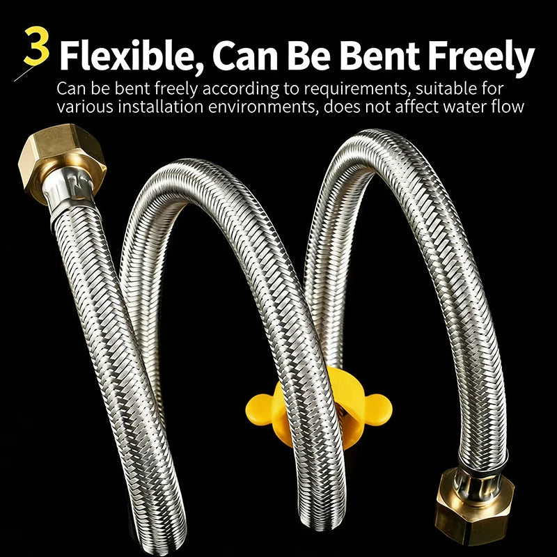 Stainless Steel Braided Tubing High-Pressure Thickened Hot And Cold Water Inlet Pipe Qme
