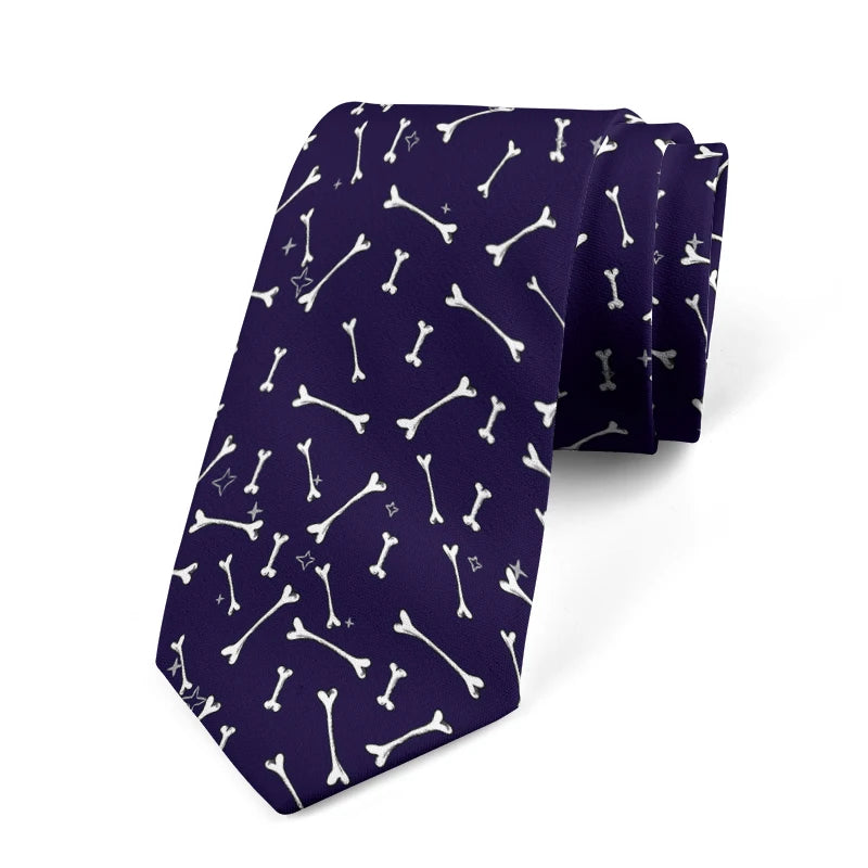 Skeleton Parts Creative Novelty Tie Fashion Funny Cartoon Skull Print Qme style2