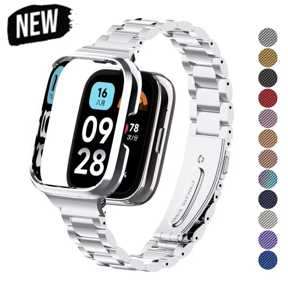 Stainless Steel Strap For Redmi Watch 3 Active Smart Watch Magnetic loop Bracelet Metal Case Protector Mi Watch lite Watchband Qme