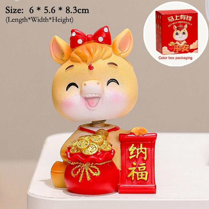 2026 Cute Year Of The Horse Ornament Lucky New Year Horse Toy DIY Desktop Decoration Car Ornament Pony Decor New Year Gift Qme A36