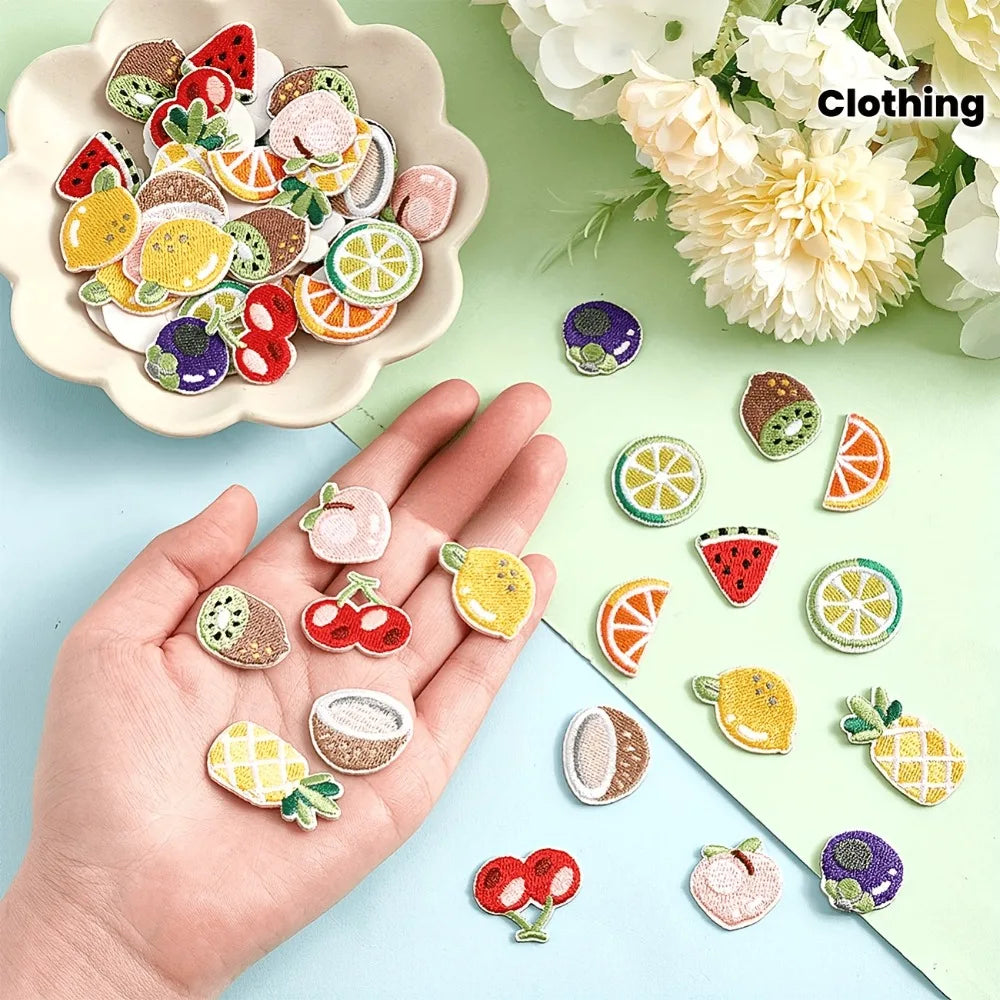 12pcs Cute Fruit Embroidery Iron-On Patches, Self-Adhesive Iron-On Patches for Clothes Repair，Clothing Jeans Backpack DIY Sewing Qme
