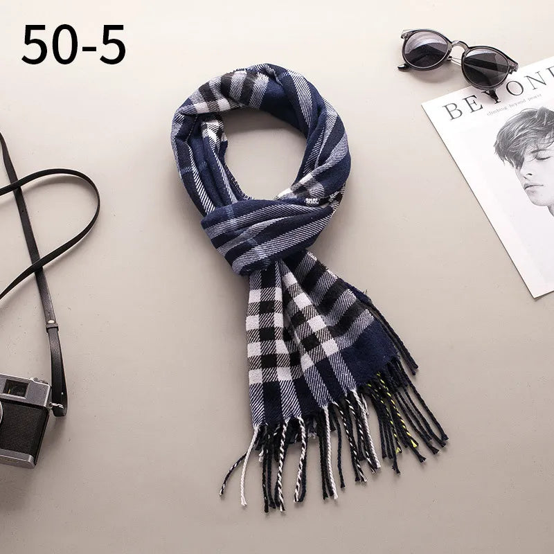 Imitation Cashmere Warm Scarf Women Winter Men Shawl Plaid Female Qme rt4 One Size >8Y