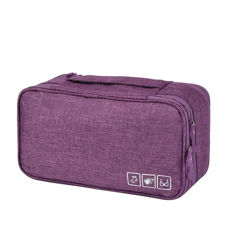 Portable Travel Multi-function Storage Cube Bag Underwear Bra Socks Qme Purple 11x6.3x5.12in