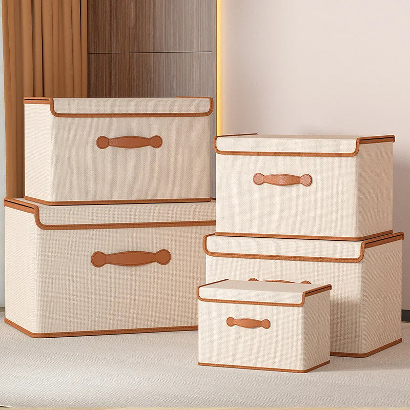 Storage Basket with Lid for Household Use Wardrobe Underwear Storage Box Organizing Boxed Clothes Storage Box Clothes Blankets Qme