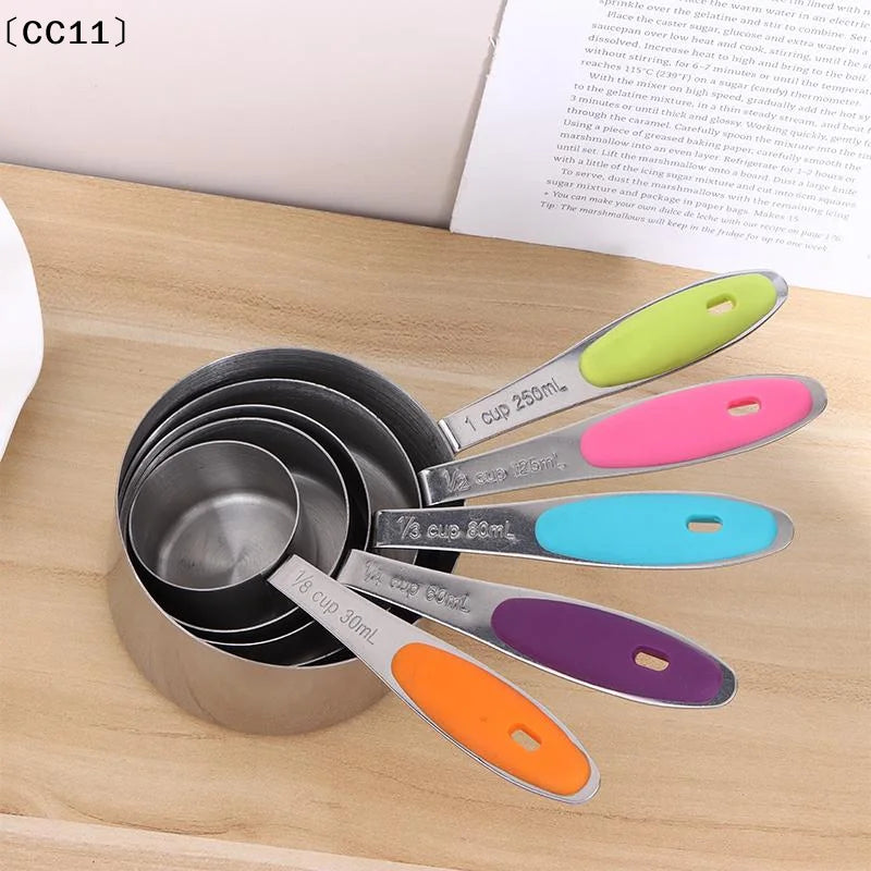 Stainless Steel Measuring Stackable Cups Kitchen Tea Coffee Baking Qme