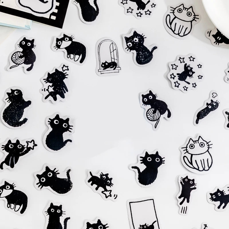 Mr. Paper 45Pcs/box Cute Cat Theme Box-Packed Stickers Handbook DIY Material Decoration Kawaii Stickers Korean Stationery Qme