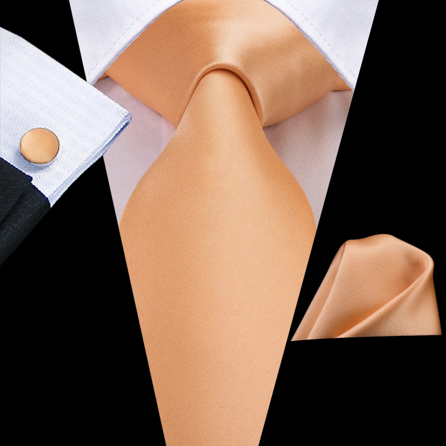 Tie Set for Men, 3-Piece Wedding Accessories with Cufflinks & Pocket Handkerchief, Striped/Floral Design Qme DPTH-LDSN3267