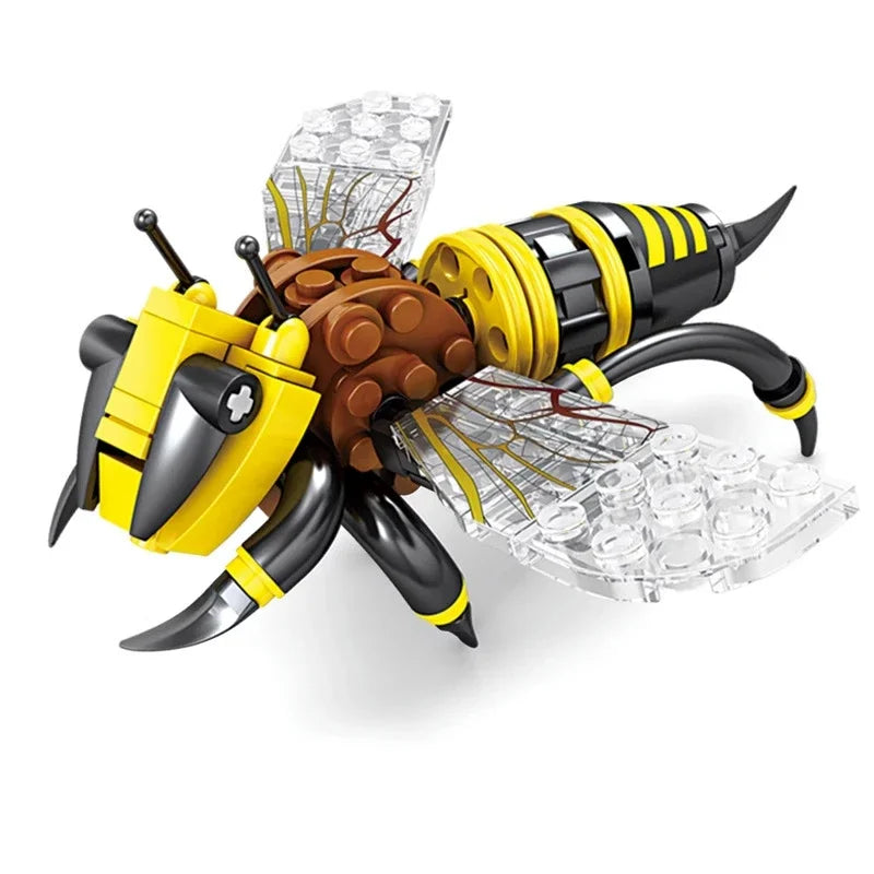 Creative Building Blocks Insect Model Bee Dragonfly Ant Mantis Children's Assembled Toys Interesting Animal Ornaments Gifts Kids Qme Bee-90pcs Opp bag