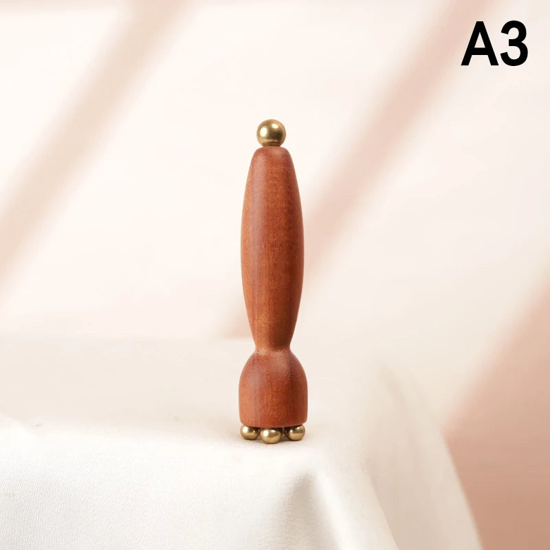 Mini Lotus Seedpod-style Gua Sha Tool Brass Wood Facial Massager Eyes Qme A3