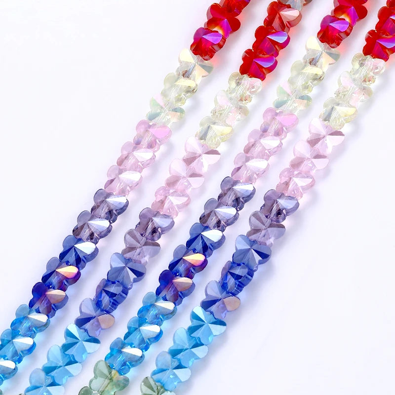 8*10mm Colorful Glass Butterfly Beads Crystal Insect Loose Beads for Bracelet Necklace Earring Jewelry Making Beading Projects Qme Color 3 8x10mm-50pcs