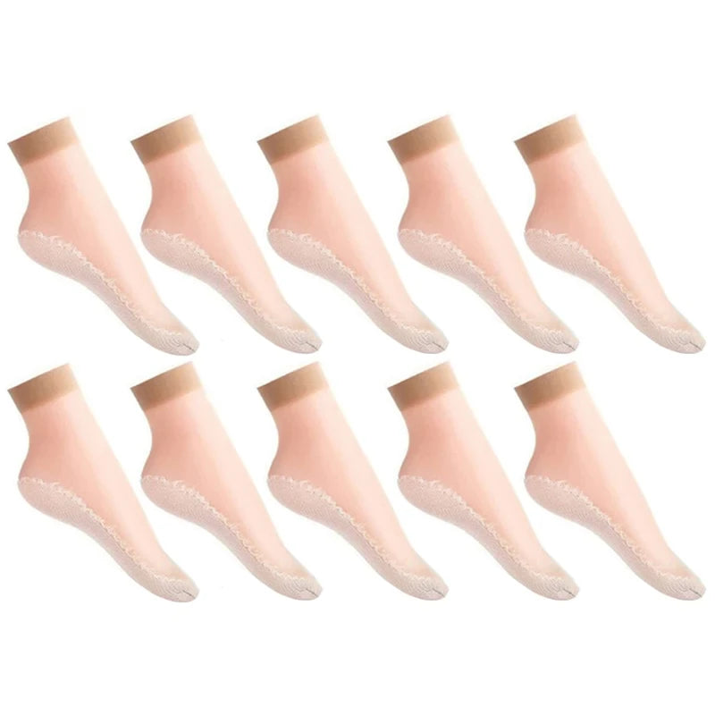 1 10 Pairs Women Socks Soft Woman Summer Ultrathin Breathable Sock Qme Skin-10Pairs- One Size