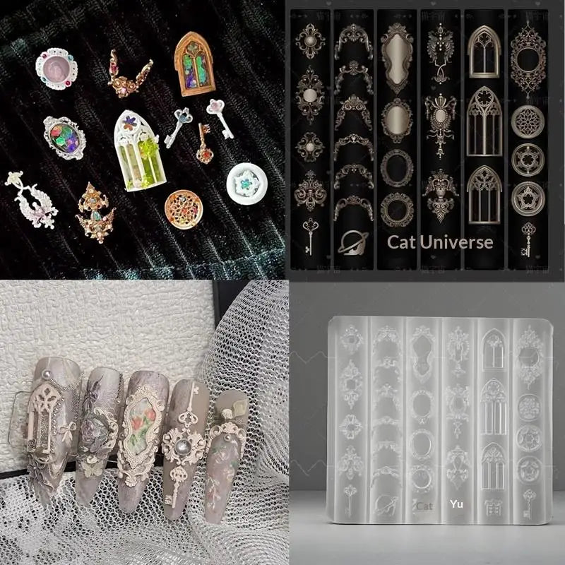 3D Silicone Nail Art Mold European Retro Patterns Candlestick Candle Qme