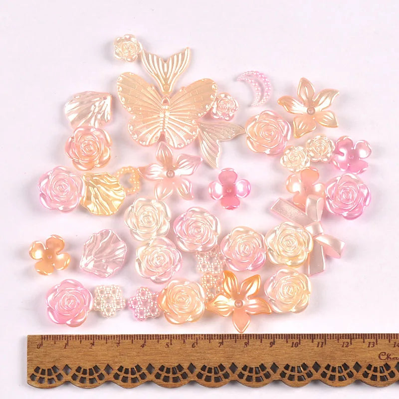 50g 1-4cm 8Colors Flower/Mermaid Mixed Resin Cabochons Embellishments Flatback DIY Crafts Making Jewerly Handmade Decor c4121 Qme 5