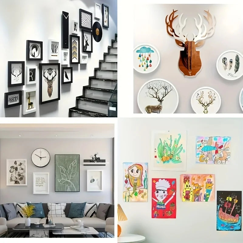 12Pcs No Drilling Hanging Picture Strip, Double-Sided Adhesive Wall Installation Tape, Suitable for Small Picture Frames Qme