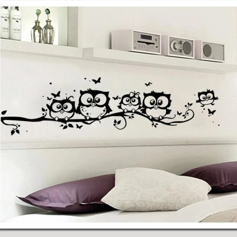 Owls Wall Sticker Tree Animals Bedroom Owl Butterfly Home Decor Qme