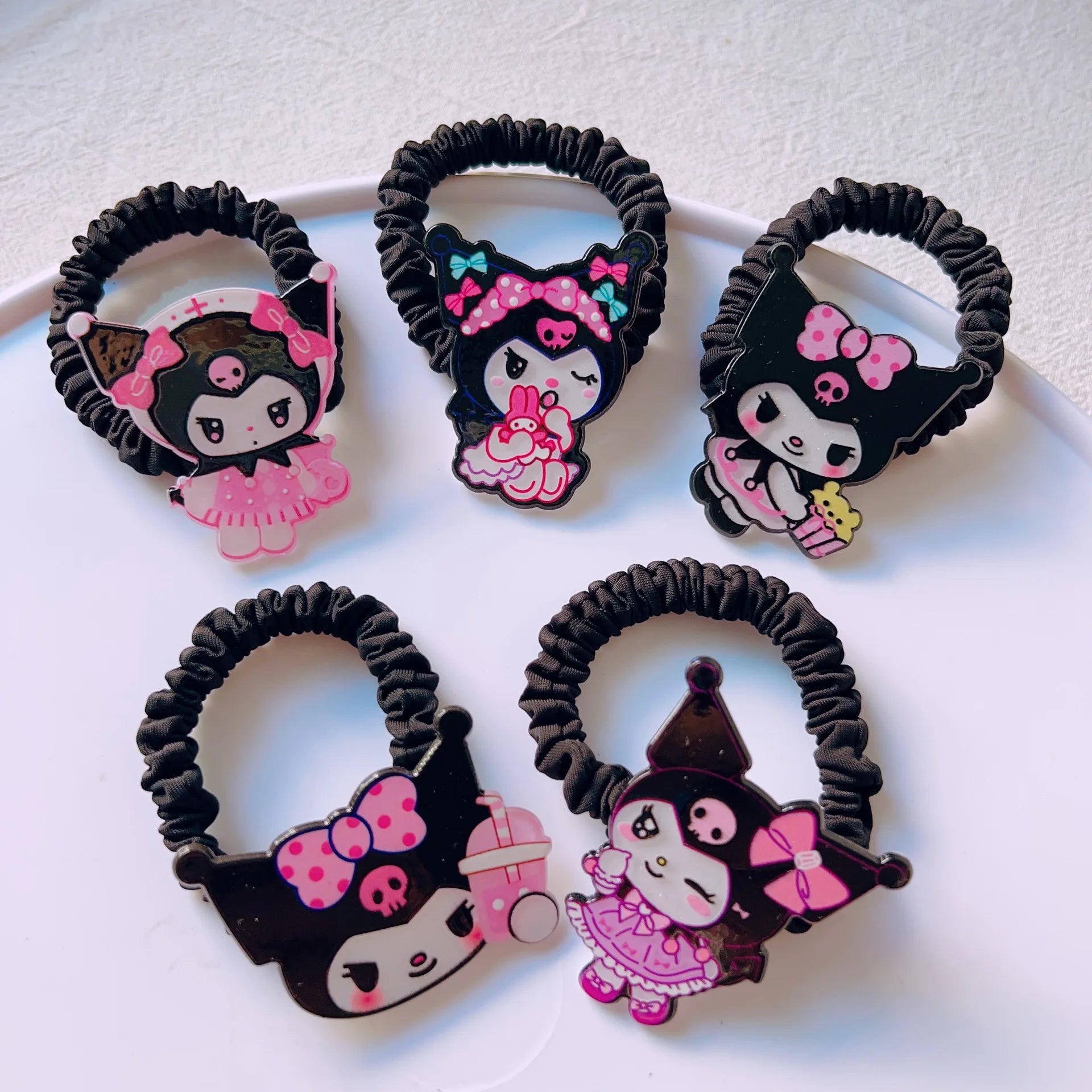 Clowmi Hair Clips Black Pink School Ties Accessories Cute Bands Qme 3