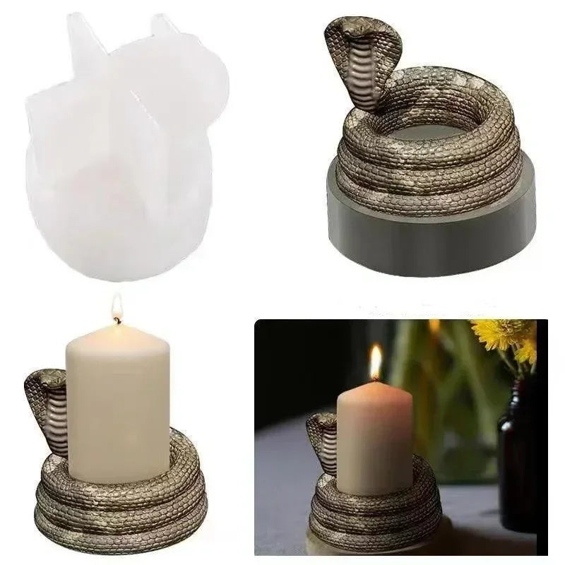 DIY Cobra Shape Silicone Mold Handmade Molds Candle Holder Snake Design for Epoxy Resin Fondant Cake Mould Accessories Qme