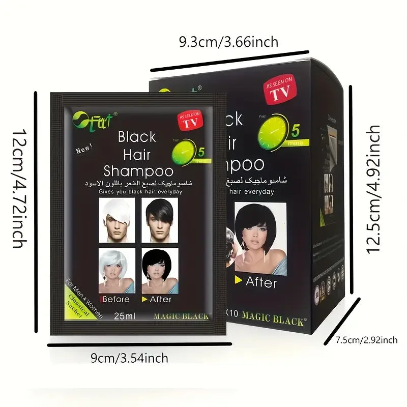 10 Fast Black Hair Shampoo 5 Mins Become Dye Herb Natural Care Qme