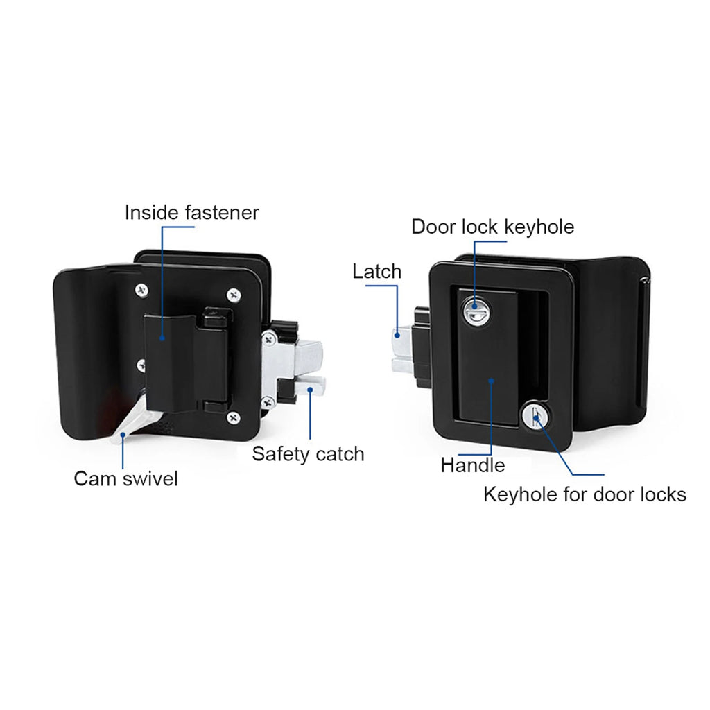 RV Door Lock Zinc Alloy Entry Door Latch Lock Replacement Kit with 4 Keys for Travel Trailer Campers RV Truck Cargo Hauler Qme