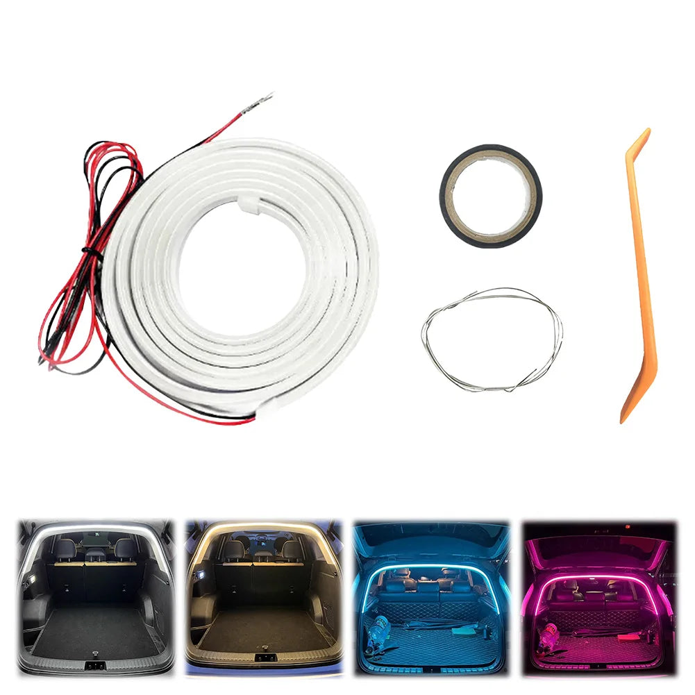LED Car Trunk Light Strip Multifunction Car Trunk Ambient Lighting Strip Atmosphere Light Strip for Sedan SUV Hatchback Pickup Qme