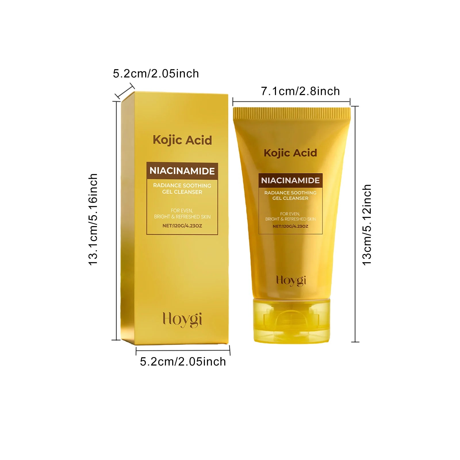 Kojic Acid & Niacinamide Face Wash Brightening Facial Cleanser for Dark Spots & Glowing Skin Evens Skin Tone Acne Scar Care Qme 120g Boxed